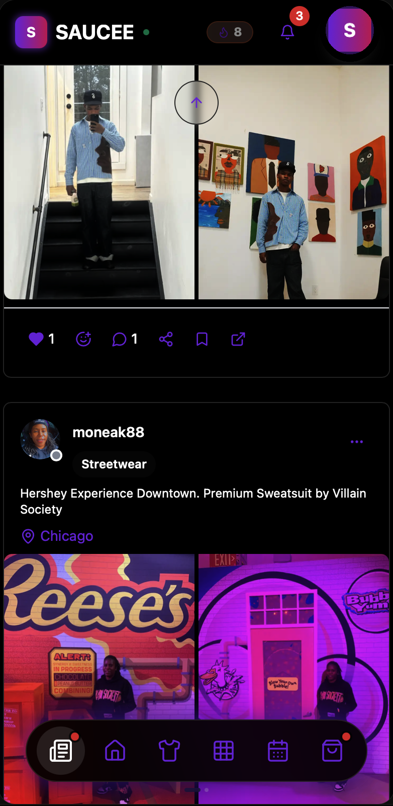 Saucee app fashion community profile and social feed